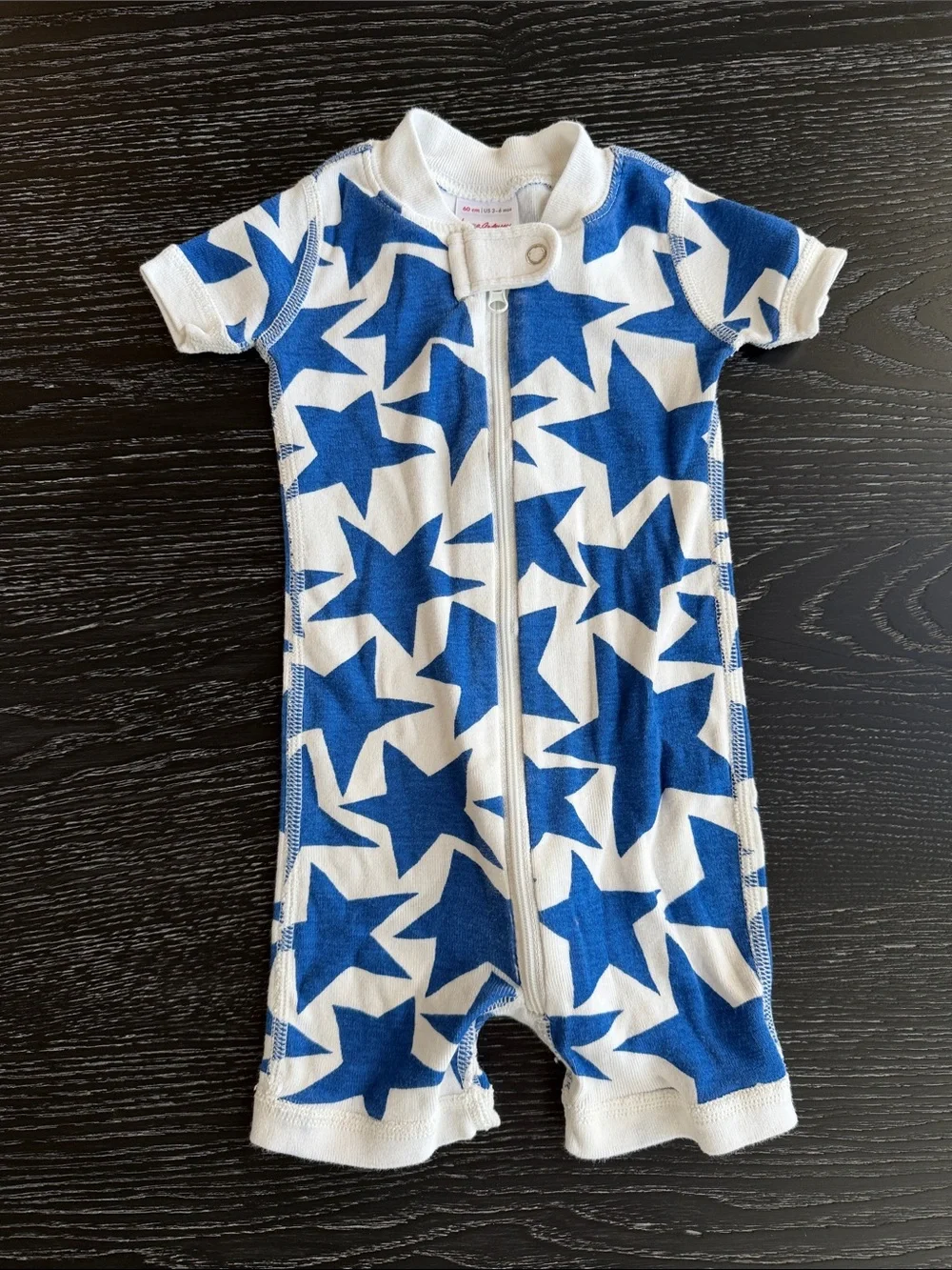 Hanna Andersson White Romper with Blue Star Print